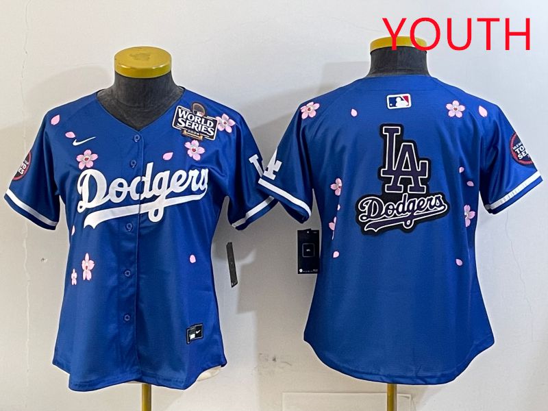 Youth Los Angeles Dodgers Blank Blue Sakura Edition 2025 Nike MLB Jersey style 20
